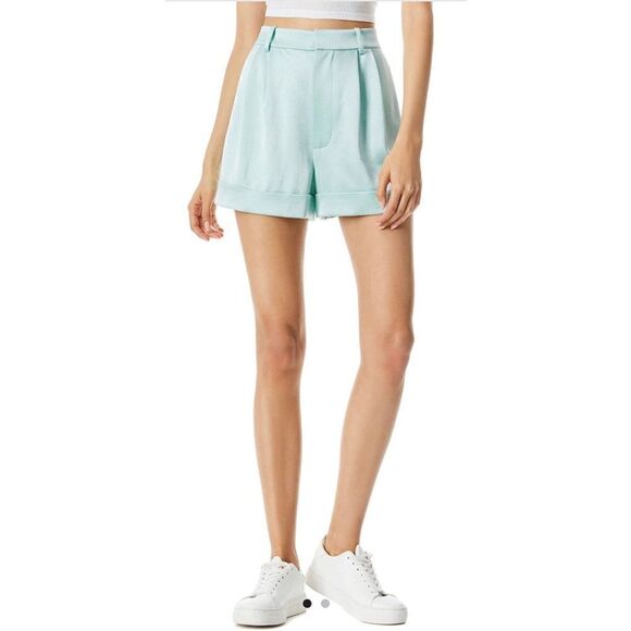 Alice + Olivia Powder Blue Conry Pleated Cuff Short NWT Size 12 - Picture 1 of 6